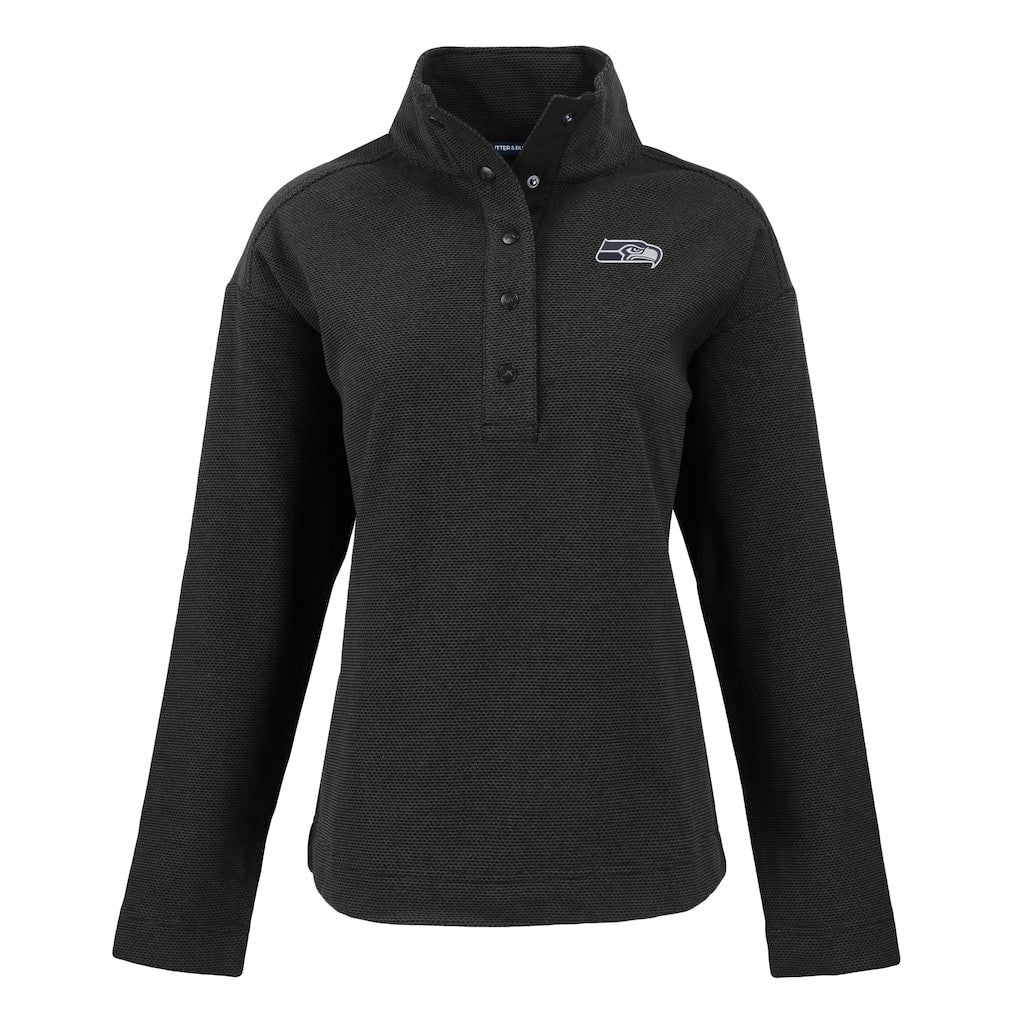 Seattle Seahawks Cutter & Buck Women's Hunts Point Eco Half-Snap Sweatshirt - Black cheap
