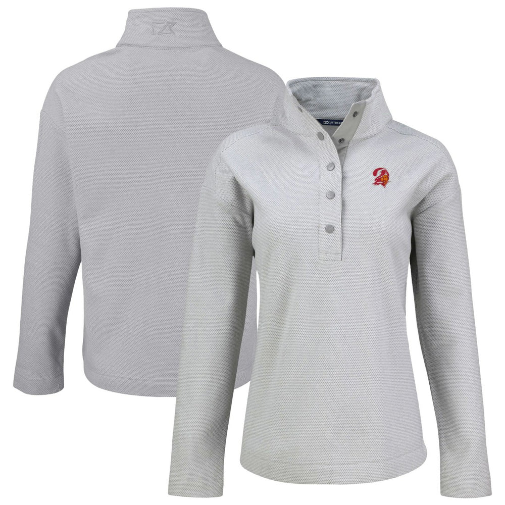 Tampa Bay Buccaneers Cutter & Buck Women's Hunts Point Eco Half-Snap Sweatshirt - Gray on sale