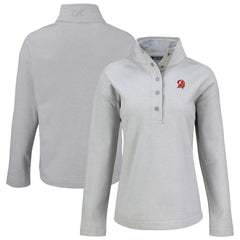 Tampa Bay Buccaneers Cutter & Buck Women's Hunts Point Eco Half-Snap Sweatshirt - Gray on sale