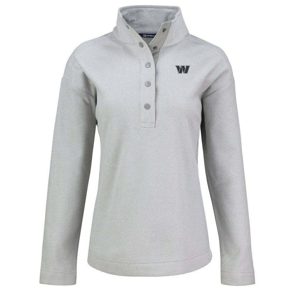 Washington Commanders Cutter & Buck Women's Hunts Point Eco Half-Snap Sweatshirt - Gray discount