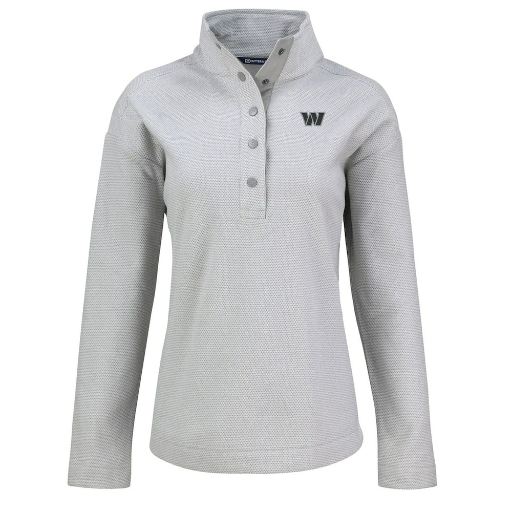 Washington Commanders Cutter & Buck Women's Hunts Point Eco Half-Snap Sweatshirt - Gray discount