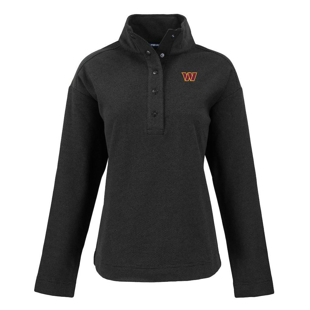 Washington Commanders Cutter & Buck Women's Hunts Point Eco Half-Snap Sweatshirt - Black sale