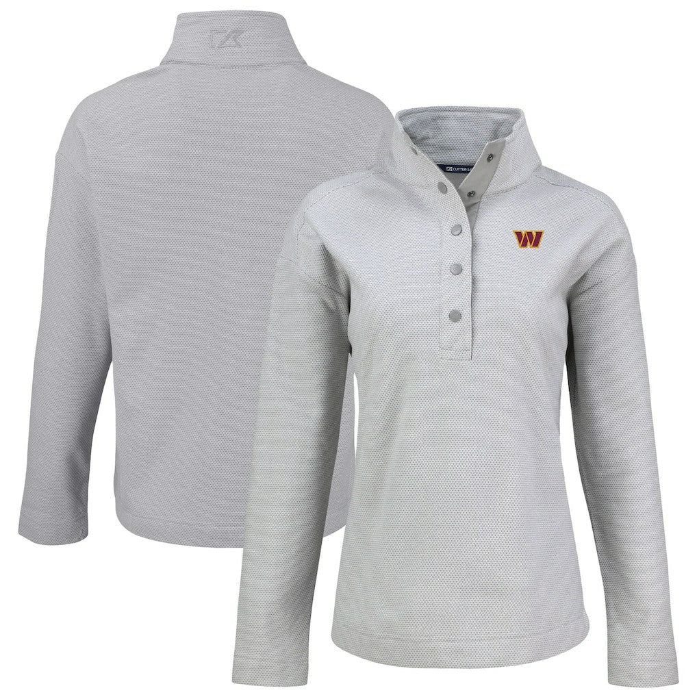 Washington Commanders Cutter & Buck Women's Hunts Point Eco Half-Snap Sweatshirt - Gray discount