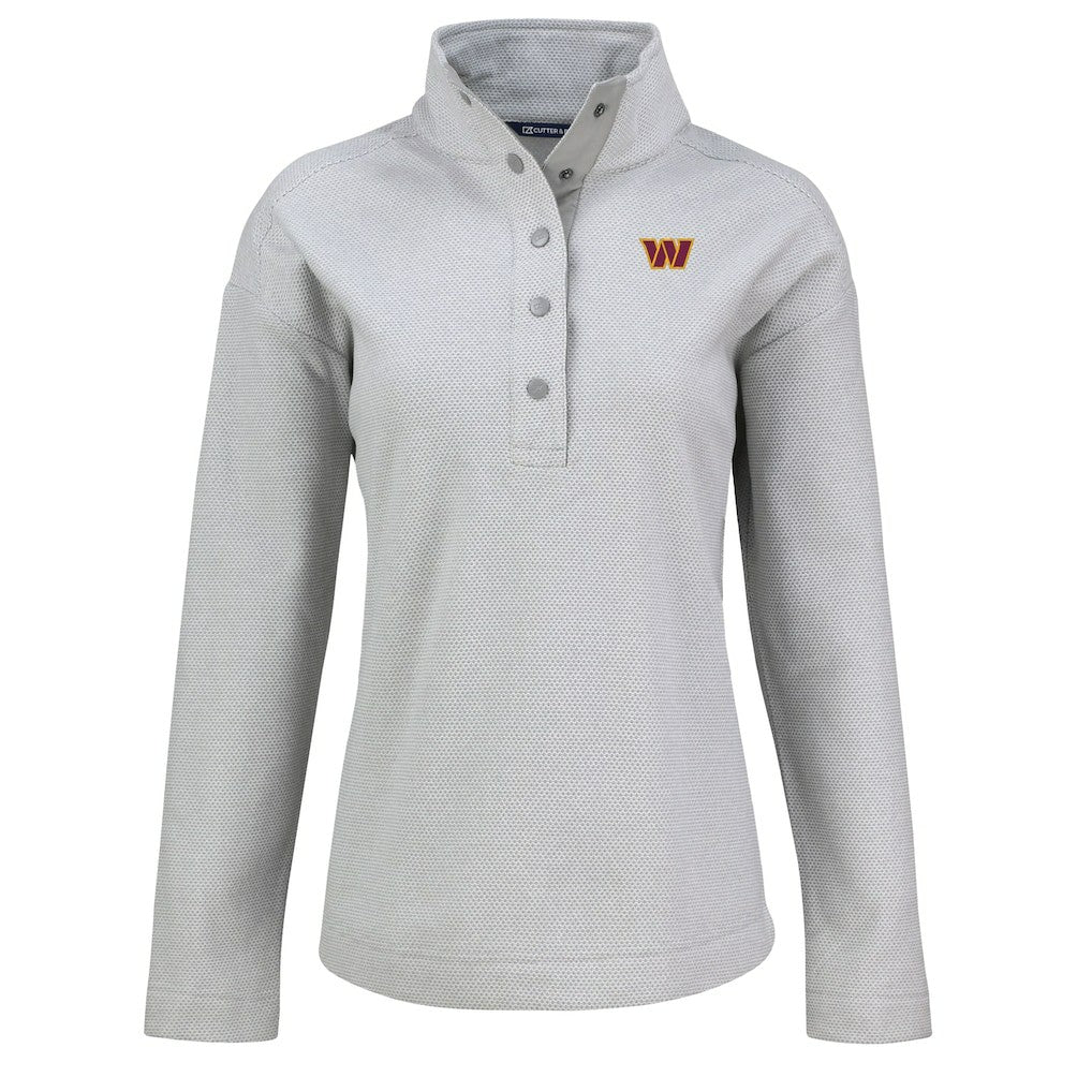 Washington Commanders Cutter & Buck Women's Hunts Point Eco Half-Snap Sweatshirt - Gray discount