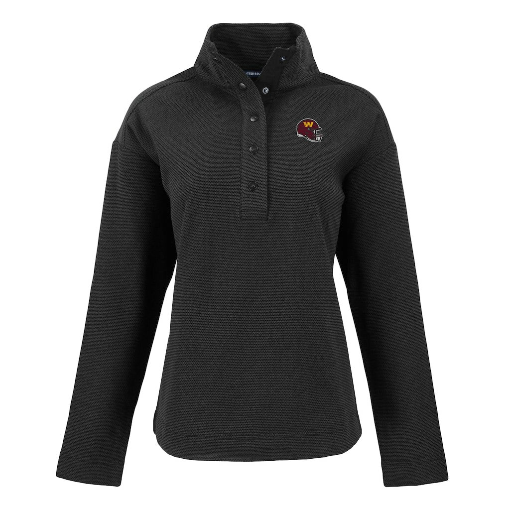 Washington Commanders Cutter & Buck Women's Hunts Point Eco Half-Snap Sweatshirt - Black on sale