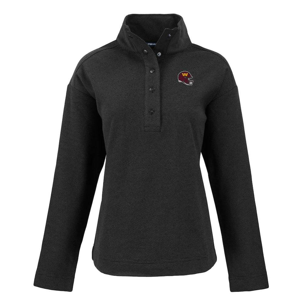 Washington Commanders Cutter & Buck Women's Hunts Point Eco Half-Snap Sweatshirt - Black on sale