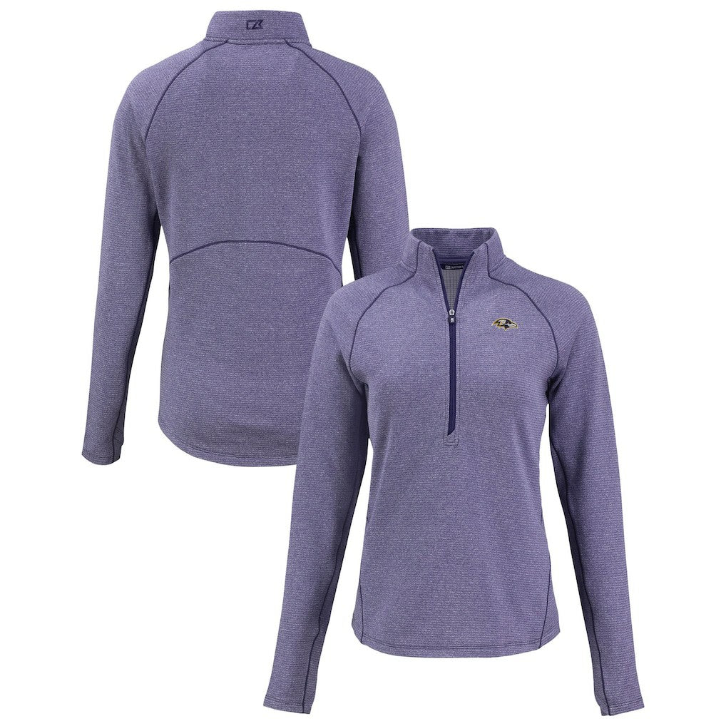 Baltimore Ravens Cutter & Buck Women's Peshastin Eco Fleece Recycled Tri-Blend Raglan Half-Zip Jacket - Heather Purple outlet
