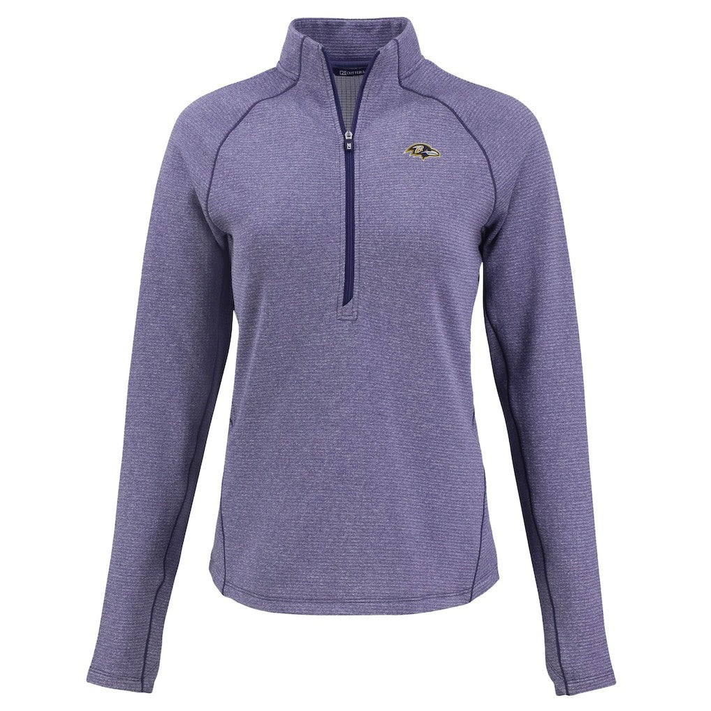 Baltimore Ravens Cutter & Buck Women's Peshastin Eco Fleece Recycled Tri-Blend Raglan Half-Zip Jacket - Heather Purple outlet