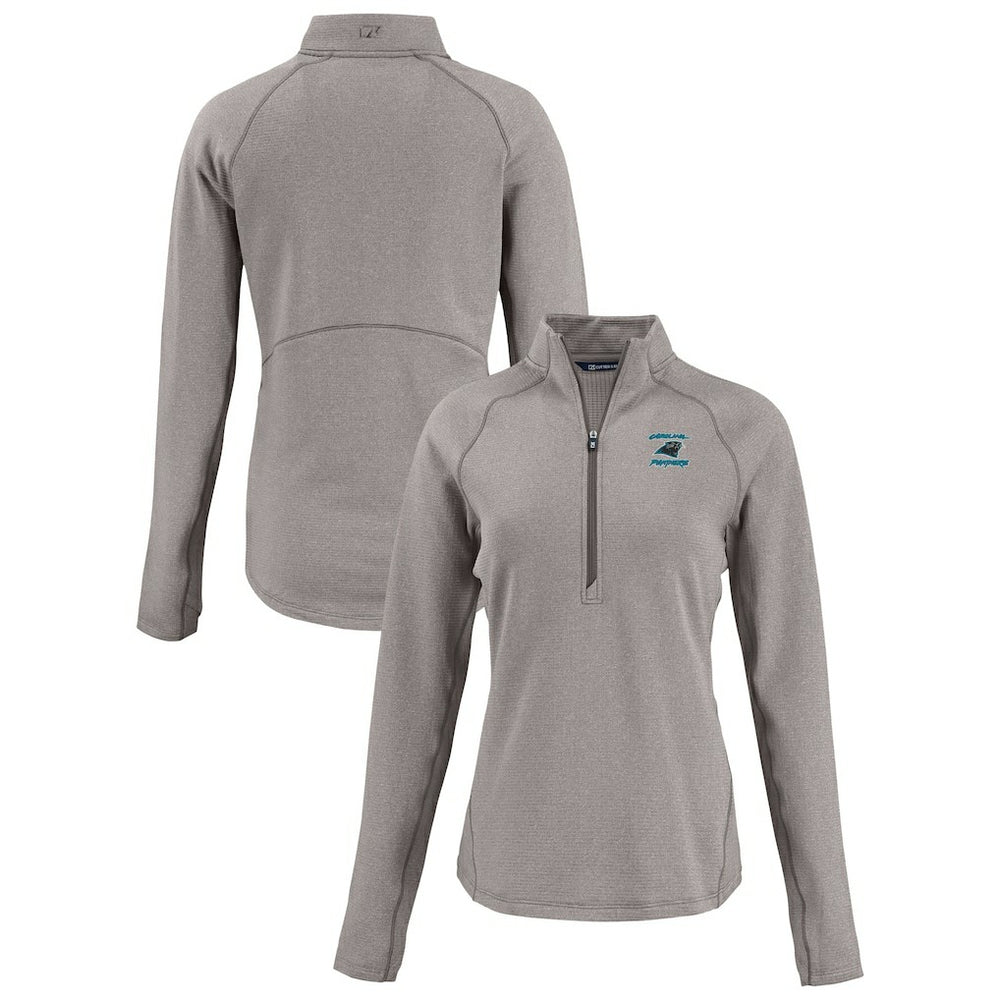 Carolina Panthers Cutter & Buck Women's Peshastin Eco Fleece Recycled Tri-Blend Raglan Half-Zip Jacket - Heather Gray discount