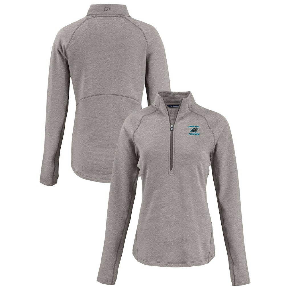 Carolina Panthers Cutter & Buck Women's Peshastin Eco Fleece Recycled Tri-Blend Raglan Half-Zip Jacket - Heather Gray discount