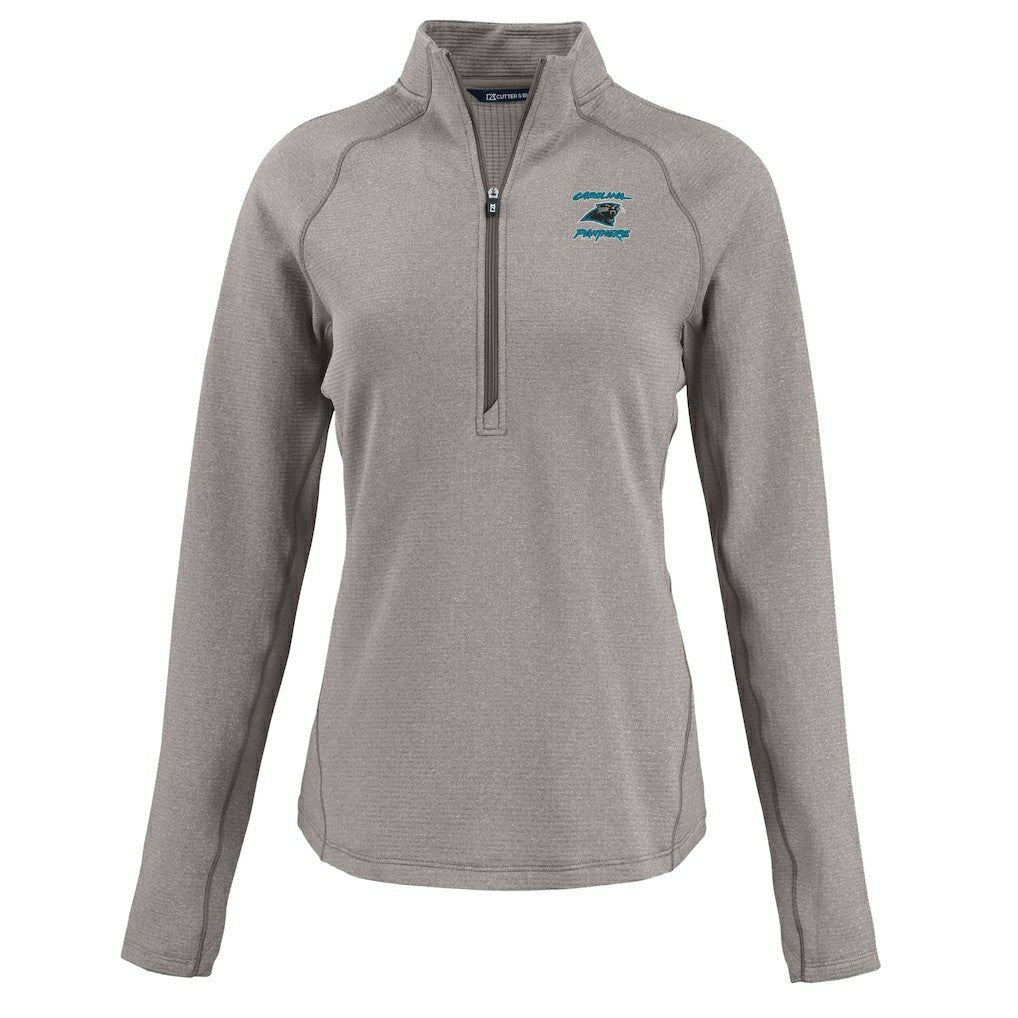 Carolina Panthers Cutter & Buck Women's Peshastin Eco Fleece Recycled Tri-Blend Raglan Half-Zip Jacket - Heather Gray discount