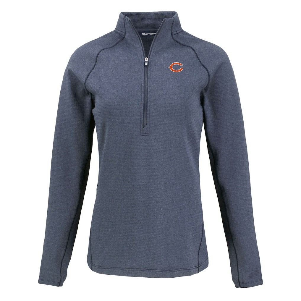 Chicago Bears Cutter & Buck Women's Peshastin Eco Fleece Recycled Tri-Blend Raglan Half-Zip Jacket - Heather Navy sale