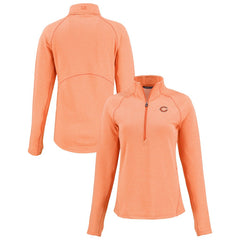 Chicago Bears Cutter & Buck Women's Peshastin Eco Fleece Recycled Tri-Blend Raglan Half-Zip Jacket - Heather Orange for sale
