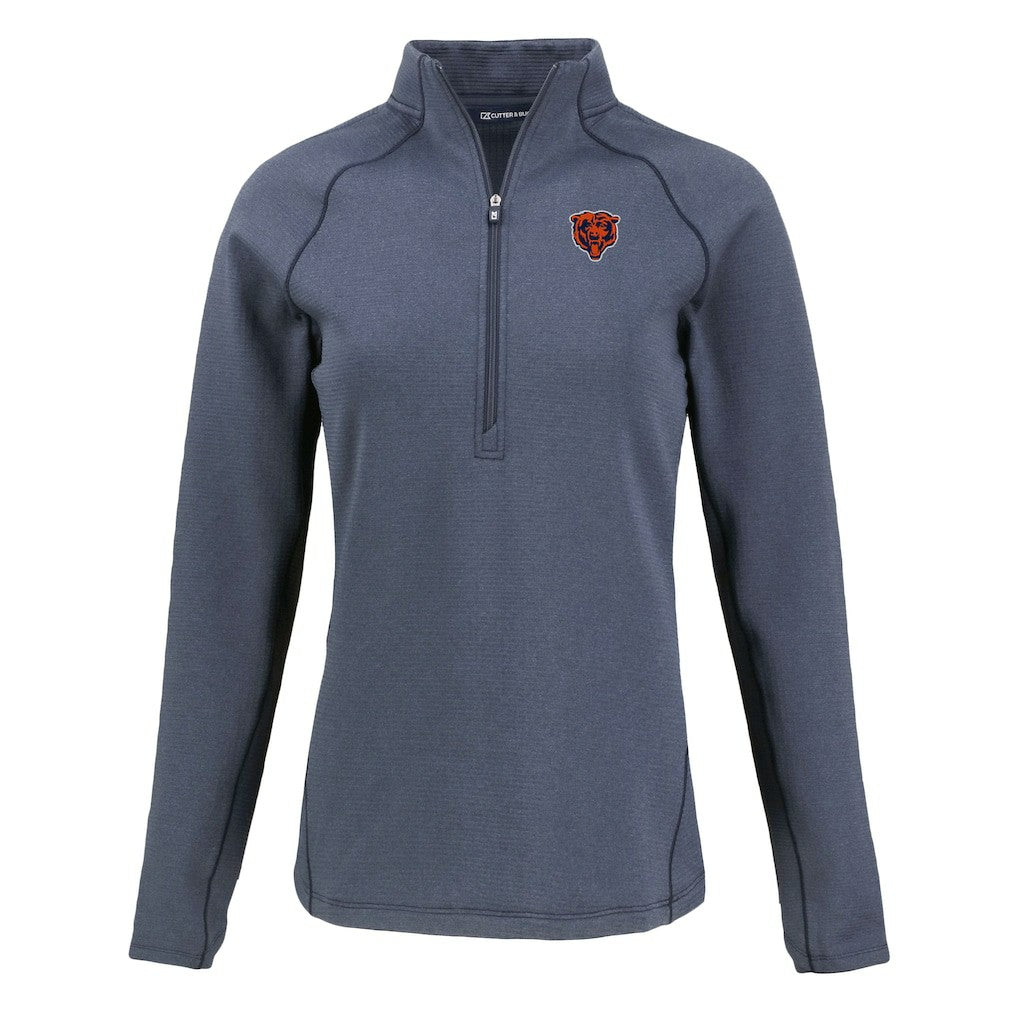 Chicago Bears Cutter & Buck Women's Peshastin Eco Fleece Recycled Tri-Blend Raglan Half-Zip Jacket - Heather Navy cheap