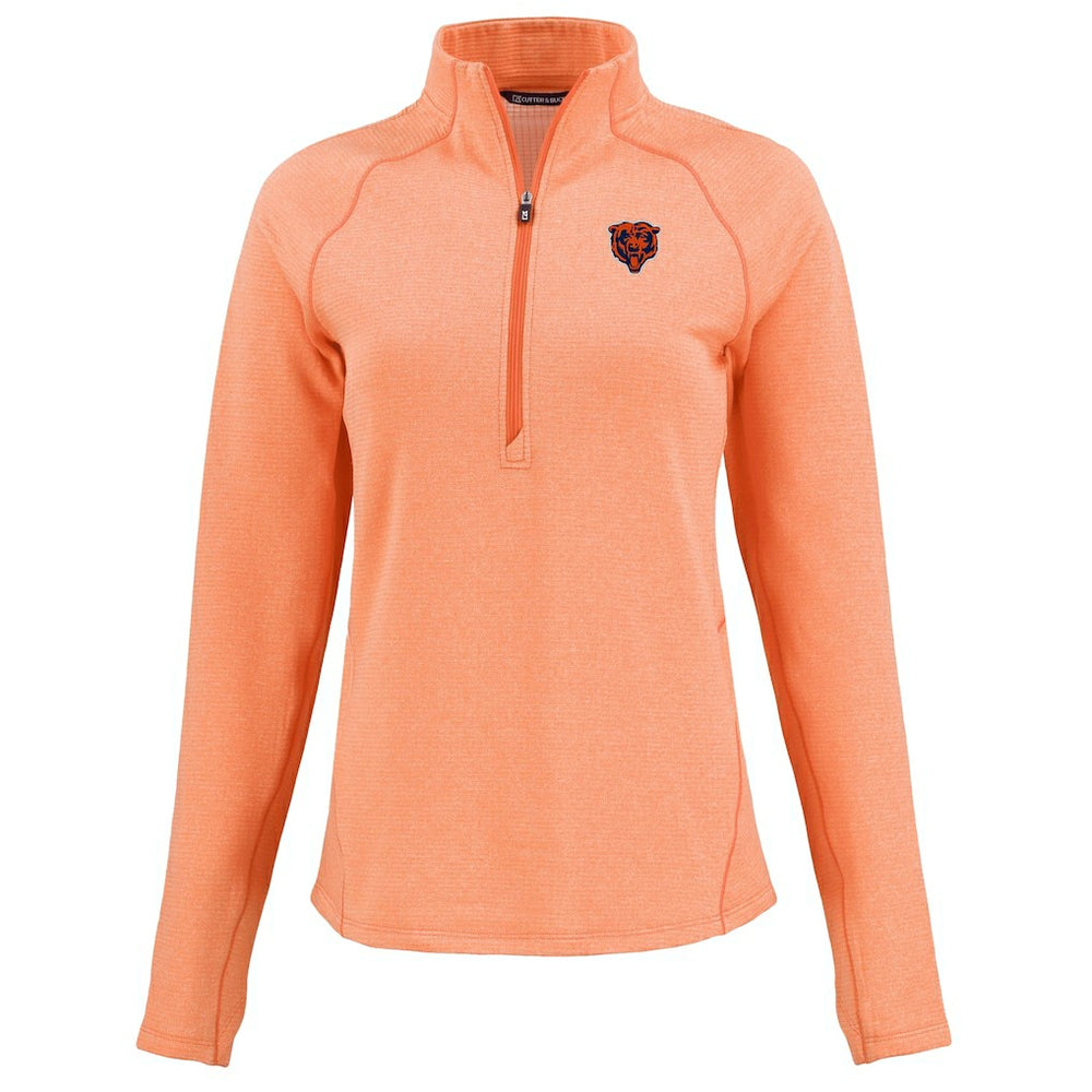 Chicago Bears Cutter & Buck Women's Peshastin Eco Fleece Recycled Tri-Blend Raglan Half-Zip Jacket - Heather Orange outlet