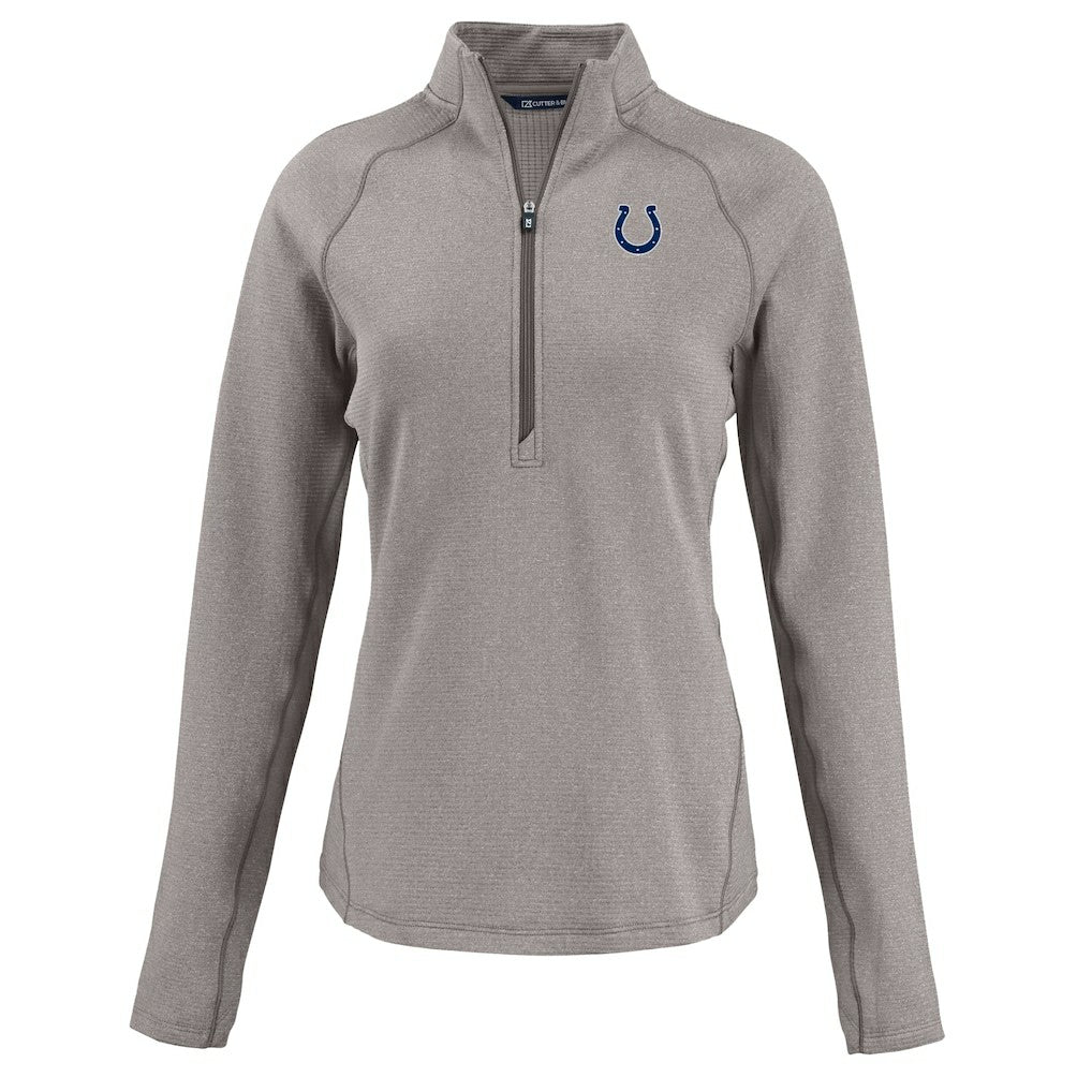 Indianapolis Colts Cutter & Buck Women's Peshastin Eco Fleece Recycled Tri-Blend Raglan Half-Zip Jacket - Heather Gray on sale