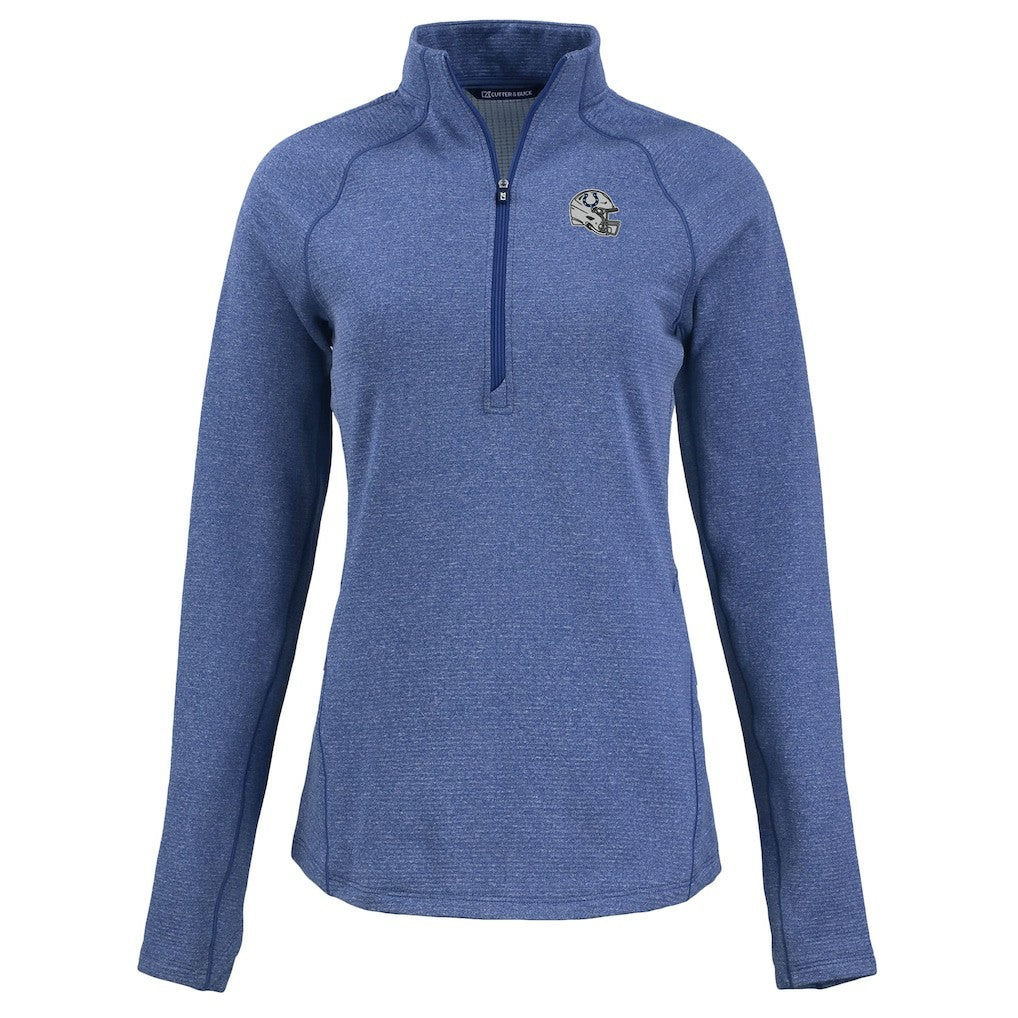 Indianapolis Colts Cutter & Buck Women's Peshastin Eco Fleece Recycled Tri-Blend Raglan Half-Zip Jacket - Heather Royal for sale