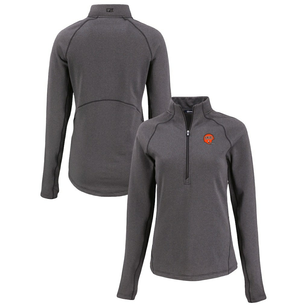 Cincinnati Bengals Cutter & Buck Women's Peshastin Eco Fleece Recycled Tri-Blend Raglan Half-Zip Jacket - Heather Black online