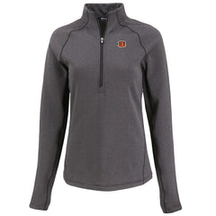 Cincinnati Bengals Cutter & Buck Women's Peshastin Eco Fleece Recycled Tri-Blend Raglan Half-Zip Jacket - Heather Black for sale