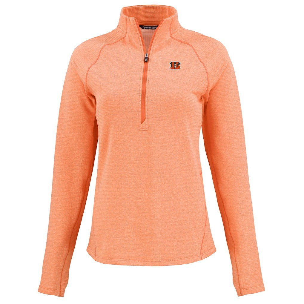 Cincinnati Bengals Cutter & Buck Women's Peshastin Eco Fleece Recycled Tri-Blend Raglan Half-Zip Jacket - Heather Orange sale