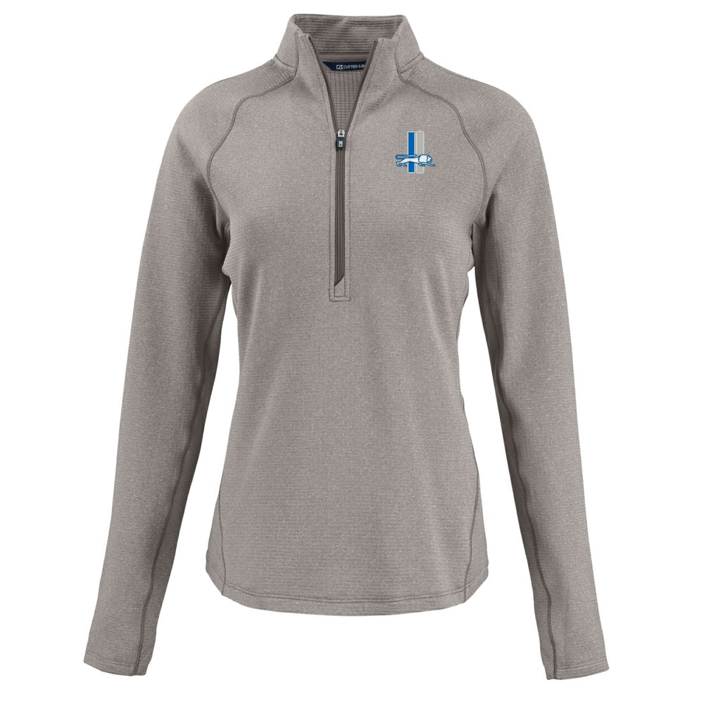 Detroit Lions Cutter & Buck Women's Peshastin Eco Fleece Recycled Tri-Blend Raglan Half-Zip Jacket - Heather Gray online