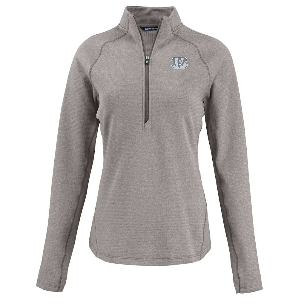 Cincinnati Bengals Cutter & Buck Women's Peshastin Eco Fleece Recycled Tri-Blend Raglan Half-Zip Jacket - Heather Gray outlet