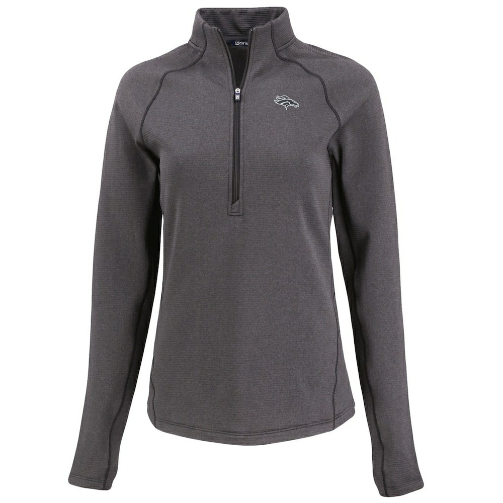 Denver Broncos Cutter & Buck Women's Peshastin Eco Fleece Recycled Tri-Blend Raglan Half-Zip Jacket - Heather Black discount