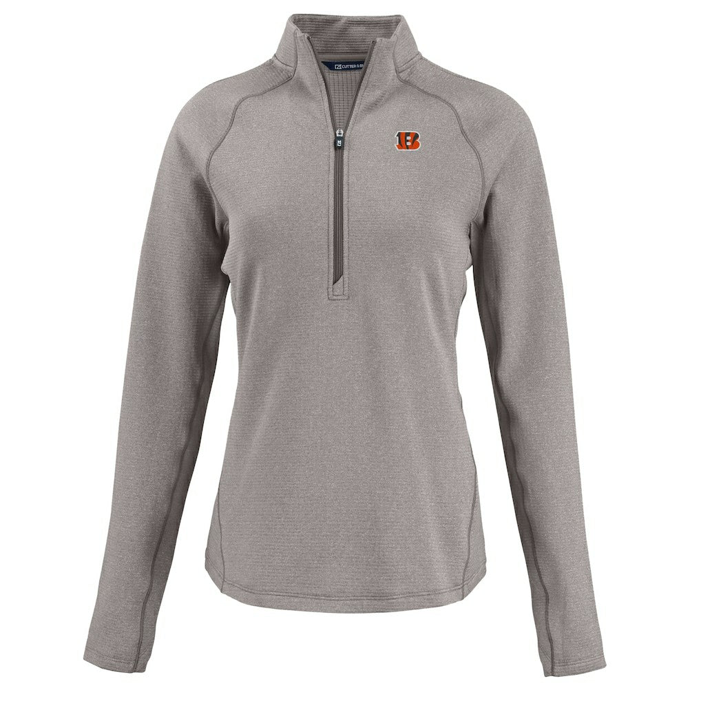 Cincinnati Bengals Cutter & Buck Women's Peshastin Eco Fleece Recycled Tri-Blend Raglan Half-Zip Jacket - Heather Gray on sale