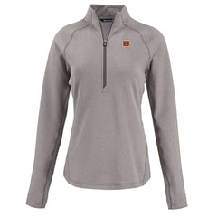 Cincinnati Bengals Cutter & Buck Women's Peshastin Eco Fleece Recycled Tri-Blend Raglan Half-Zip Jacket - Heather Gray on sale