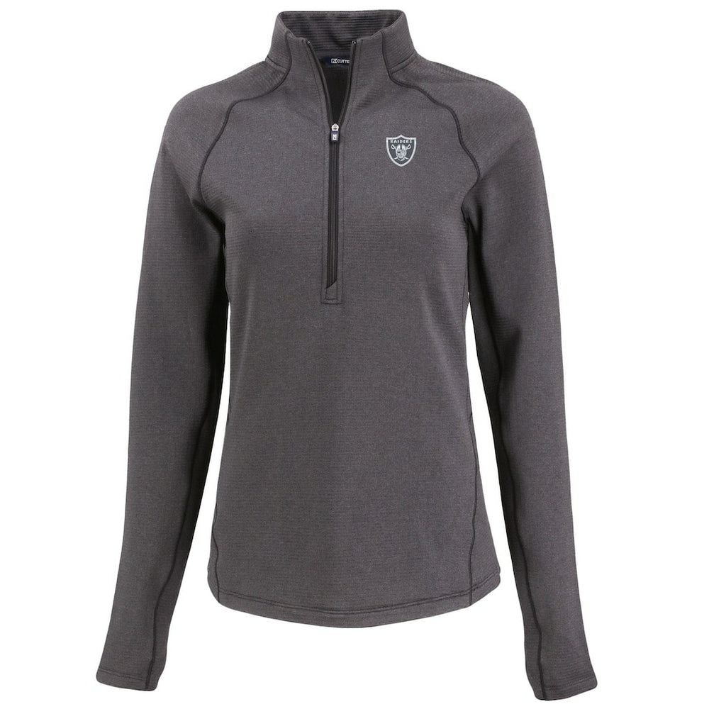 Las Vegas Raiders Cutter & Buck Women's Peshastin Eco Fleece Recycled Tri-Blend Raglan Half-Zip Jacket - Heather Black outlet