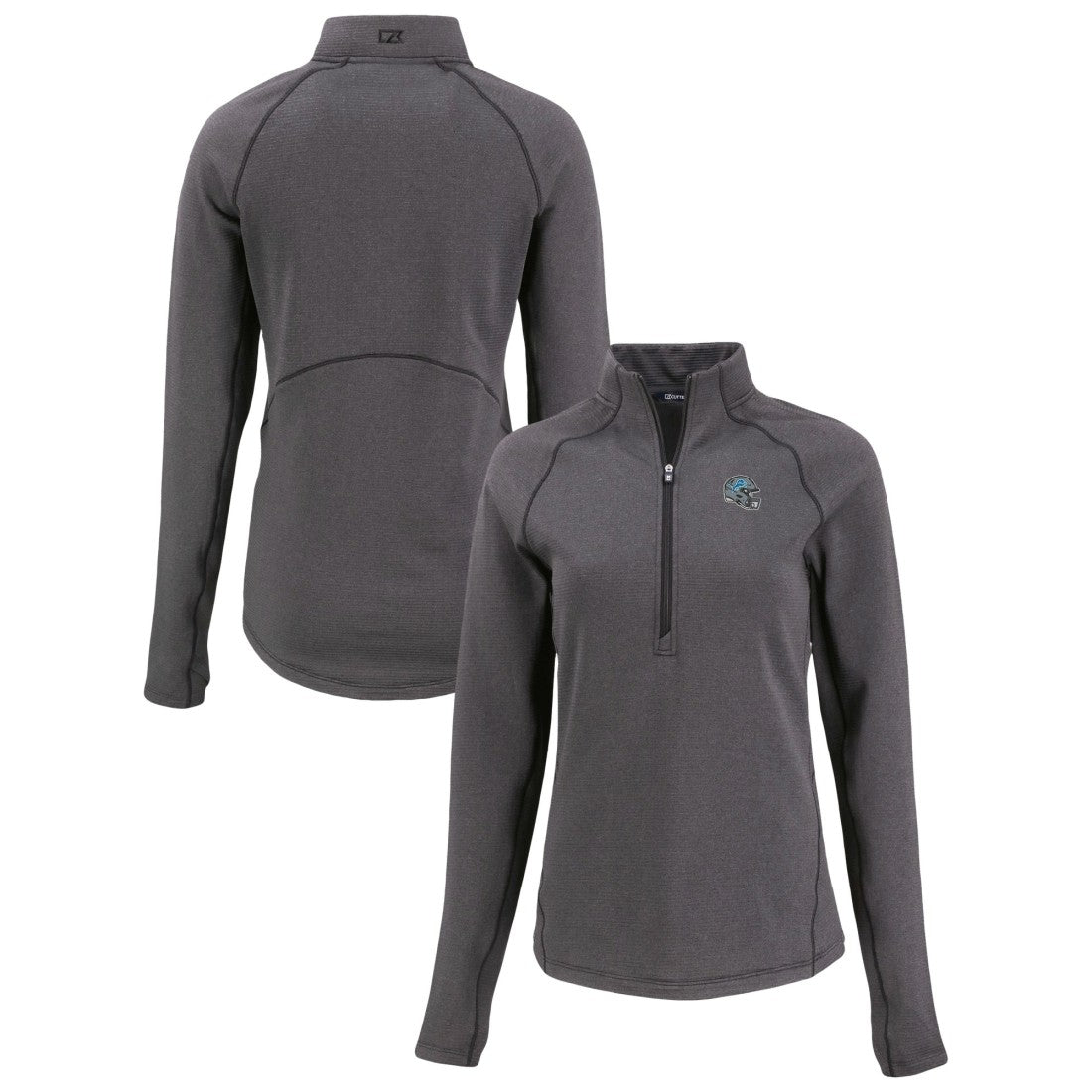 Detroit Lions Cutter & Buck Women's Peshastin Eco Fleece Recycled Tri-Blend Raglan Half-Zip Jacket - Heather Black cheap