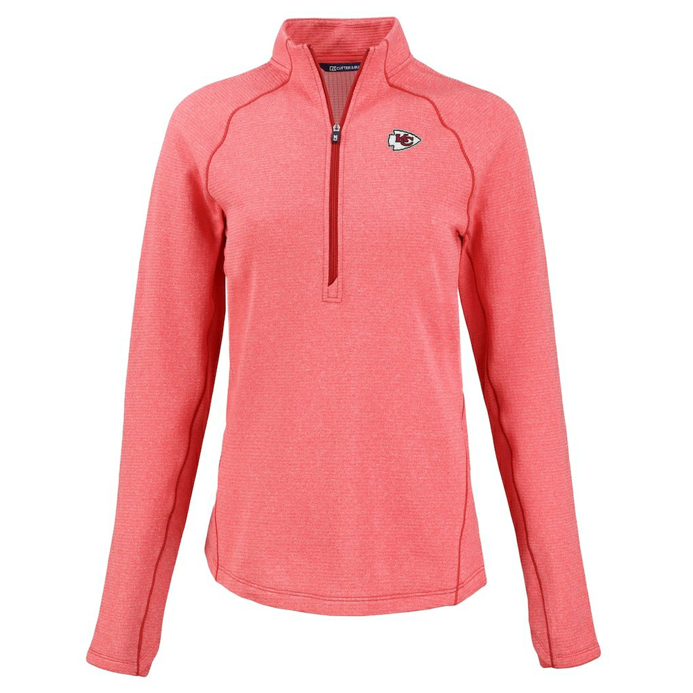 Kansas City Chiefs Cutter & Buck Women's Peshastin Eco Fleece Recycled Tri-Blend Raglan Half-Zip Jacket - Heather Red sale