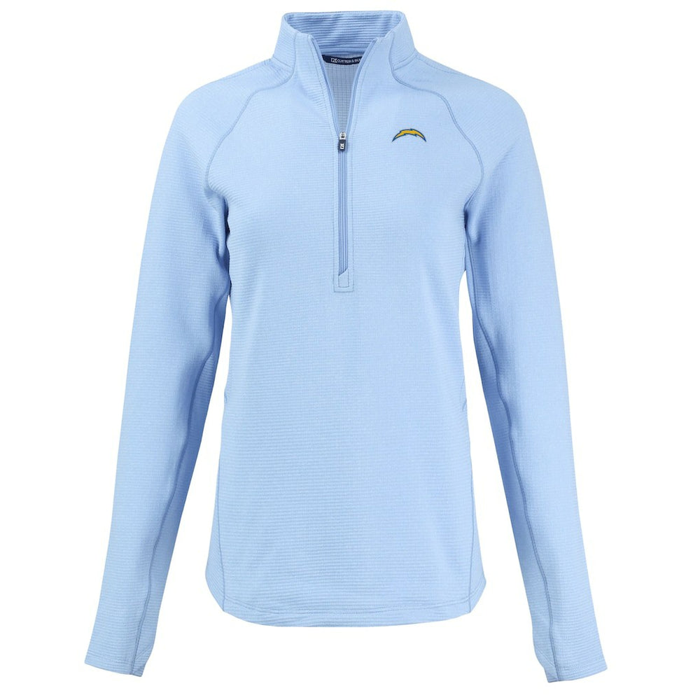 Los Angeles Chargers Cutter & Buck Women's Peshastin Eco Fleece Recycled Tri-Blend Raglan Half-Zip Jacket - Heather Powder Blue discount
