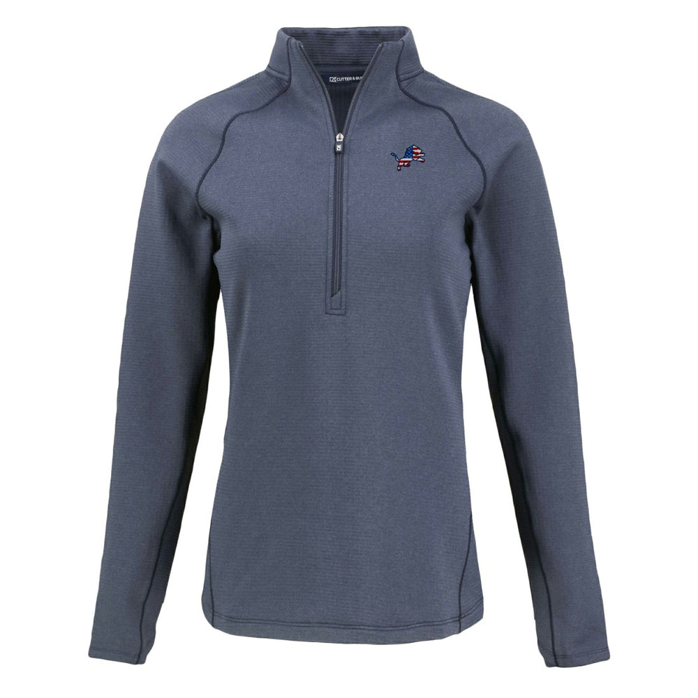 Detroit Lions Cutter & Buck Women's Americana Peshastin Eco Fleece Recycled Tri-Blend Raglan Half-Zip Jacket - Heather Navy for sale