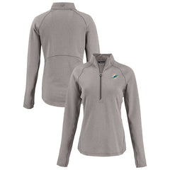 Miami Dolphins Cutter & Buck Women's Peshastin Eco Fleece Recycled Tri-Blend Raglan Half-Zip Jacket - Heather Gray on sale