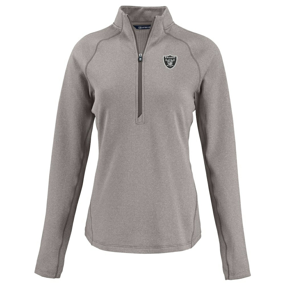 Las Vegas Raiders Cutter & Buck Women's Peshastin Eco Fleece Recycled Tri-Blend Raglan Half-Zip Jacket - Heather Gray outlet