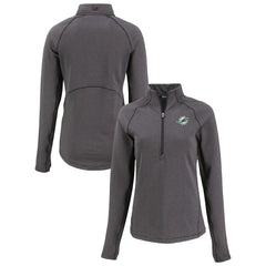 Miami Dolphins Cutter & Buck Women's Peshastin Eco Fleece Recycled Tri-Blend Raglan Half-Zip Jacket - Heather Black discount