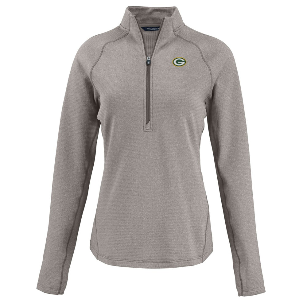 Green Bay Packers Cutter & Buck Women's Peshastin Eco Fleece Recycled Tri-Blend Raglan Half-Zip Jacket - Heather Gray discount