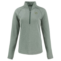 Green Bay Packers Cutter & Buck Women's Peshastin Eco Fleece Recycled Tri-Blend Raglan Half-Zip Jacket - Heather Green cheap