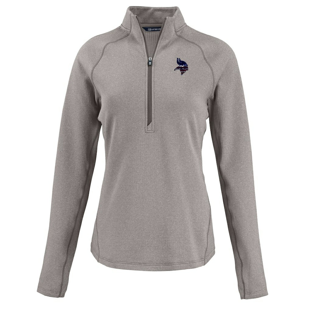 Minnesota Vikings Cutter & Buck Women's Americana Peshastin Eco Fleece Recycled Tri-Blend Raglan Half-Zip Jacket - Heather Gray online