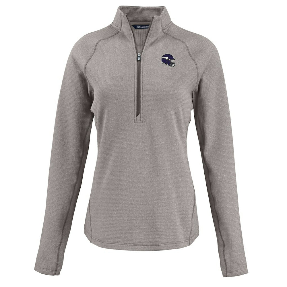 Minnesota Vikings Cutter & Buck Women's Peshastin Eco Fleece Recycled Tri-Blend Raglan Half-Zip Jacket - Heather Gray for sale
