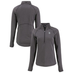 Minnesota Vikings Cutter & Buck Women's Peshastin Eco Fleece Recycled Tri-Blend Raglan Half-Zip Jacket - Heather Black cheap