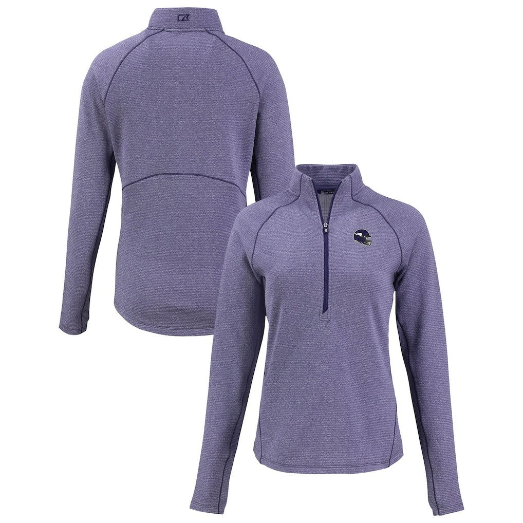 Minnesota Vikings Cutter & Buck Women's Peshastin Eco Fleece Recycled Tri-Blend Raglan Half-Zip Jacket - Heather Purple sale