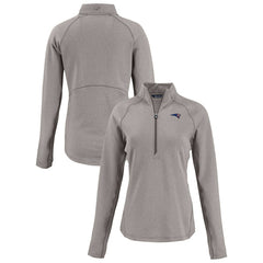 New England Patriots Cutter & Buck Women's Americana Peshastin Eco Fleece Recycled Tri-Blend Raglan Half-Zip Jacket - Heather Gray on sale