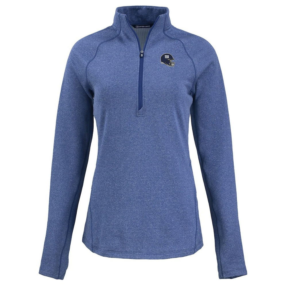 New York Giants Cutter & Buck Women's Peshastin Eco Fleece Recycled Tri-Blend Raglan Half-Zip Jacket - Heather Royal online