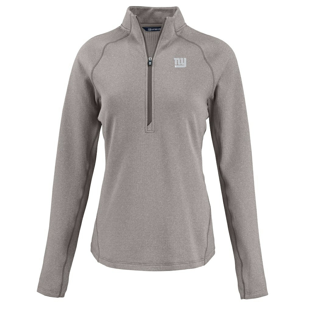 New York Giants Cutter & Buck Women's Peshastin Eco Fleece Recycled Tri-Blend Raglan Half-Zip Jacket - Heather Gray cheap