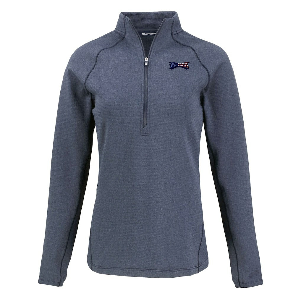 Philadelphia Eagles Cutter & Buck Women's Americana Peshastin Eco Fleece Recycled Tri-Blend Raglan Half-Zip Jacket - Heather Navy outlet