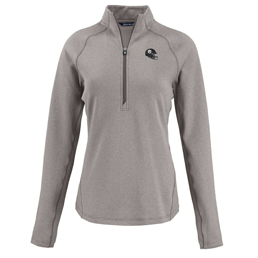 Pittsburgh Steelers Cutter & Buck Women's Peshastin Eco Fleece Recycled Tri-Blend Raglan Half-Zip Jacket - Heather Gray sale
