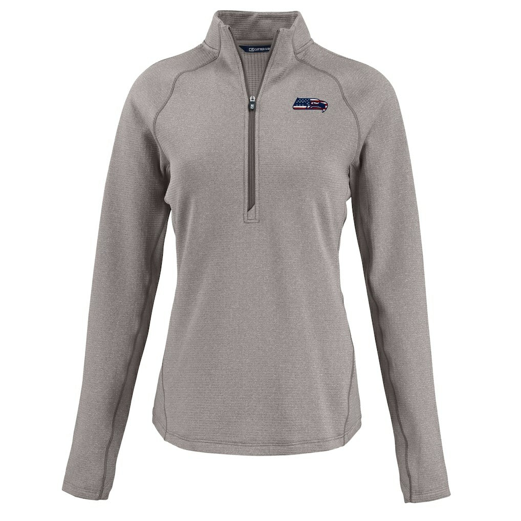 Seattle Seahawks Cutter & Buck Women's Americana Peshastin Eco Fleece Recycled Tri-Blend Raglan Half-Zip Jacket - Heather Gray online