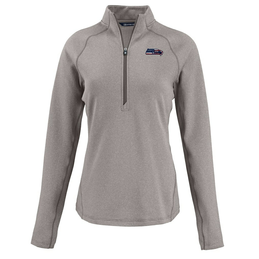 Seattle Seahawks Cutter & Buck Women's Americana Peshastin Eco Fleece Recycled Tri-Blend Raglan Half-Zip Jacket - Heather Gray online